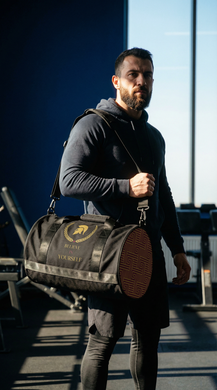 Maleta Deportiva Be Stoic Hombre – Gym Bag Negra Premium Believe In Yourself