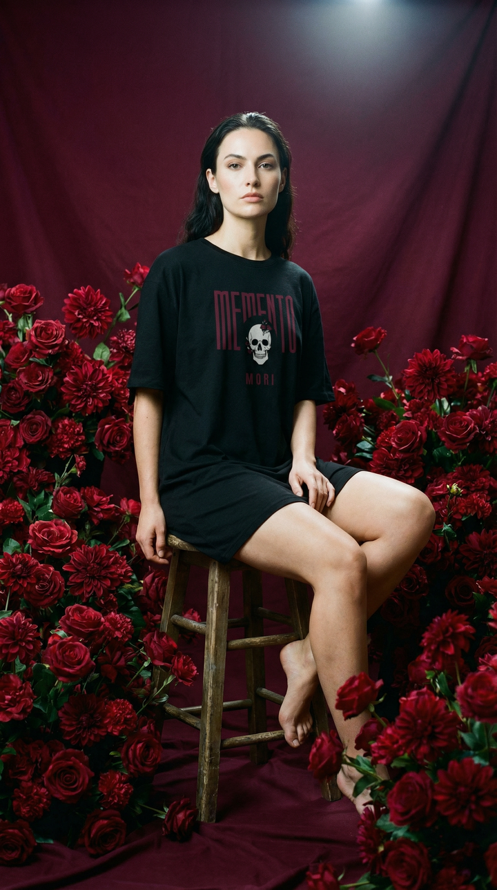 Vestido Camiseta Oversize Mujer Be Stoic – Edición Memento Mori