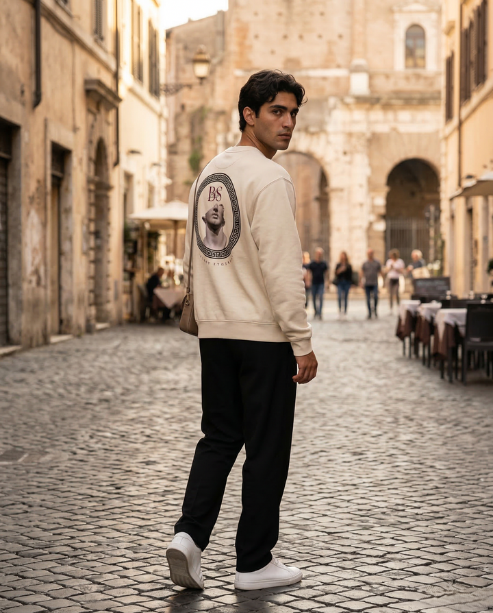 Sudadera ESTOA — Filosofía Estoica | Heavyweight Oversize | Edición Vintage White/Blanco