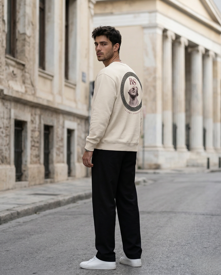 Sudadera ESTOA — Filosofía Estoica | Heavyweight Oversize | Edición Vintage White/Blanco
